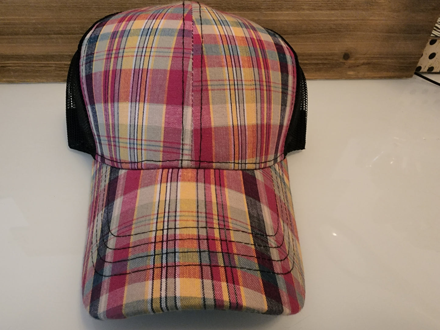 Plaid blank hat
