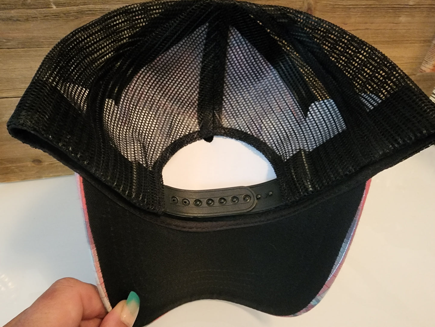 Plaid blank hat