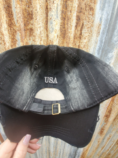 Vintage Hat - "Black with American Flag"
